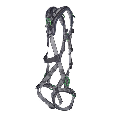 MSA V-FIT Harness w/Back, Front, Side & Shoulder D-Rings - Tongue Buckle Leg Straps - Shoulder Padding - Extra Small - 10194900