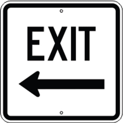 EXIT LEFT ARROW - EXIT LEFT ARROW, 18X18, Aluminum (.080) EGP Reflective