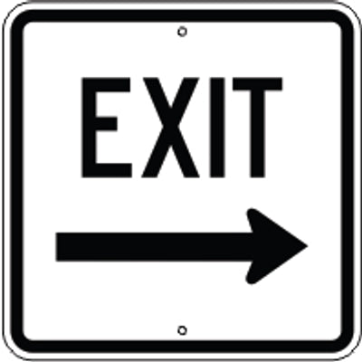 EXIT RIGHT ARROW - EXIT RIGHT ARROW, 18X18, Aluminum (.080) EGP Reflective