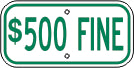 500 FINE - HANDICAPPED PARKING SIGN