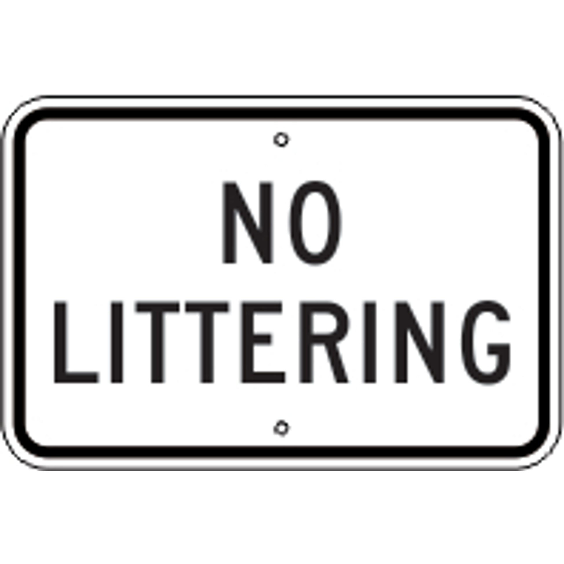 NO LITTERING - PARKING CONTROL SIGN - NO LITTERING - PARKING CONTROL SIGN, 12X18, Aluminum (.080) EGP Reflective
