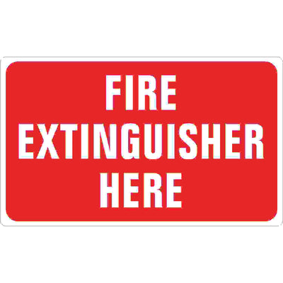 FIRE EXTINGUISHER HERE - FIRE EXTINGUISHER HERE, 14X20, Adhesive Vinyl