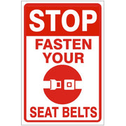 STOP FASTEN YOUR PICTO SEAT BELTS - PARKING CONTROL SIGN - STOP FASTEN YOUR PICTO SEAT BELTS - PARKING CONTROL SIGN, 24X18, Aluminum (.080) EGP Reflective