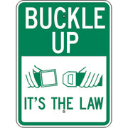 BUCKLE UP PICTO IT’S THE LAW - PARKING CONTROL SIGN - BUCKLE UP PICTO IT’S THE LAW - PARKING CONTROL SIGN, 24X18, Aluminum (.080) EGP Reflective