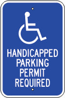 PICTO HANDICAPPED PARKING PERMIT REQUIRED - HANDICAPPED PARKING SIGN