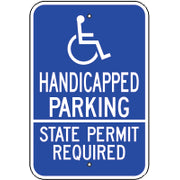 PICTO HANDICAPPED PARKING STATE PERMIT REQUIRED - HANDICAPPED PARKING SIGN - PICTO HANDICAPPED PARKING STATE PERMIT REQUIRED - HANDICAPPED PARKING SIGN, 18X12, Aluminum (.080) EGP Reflective