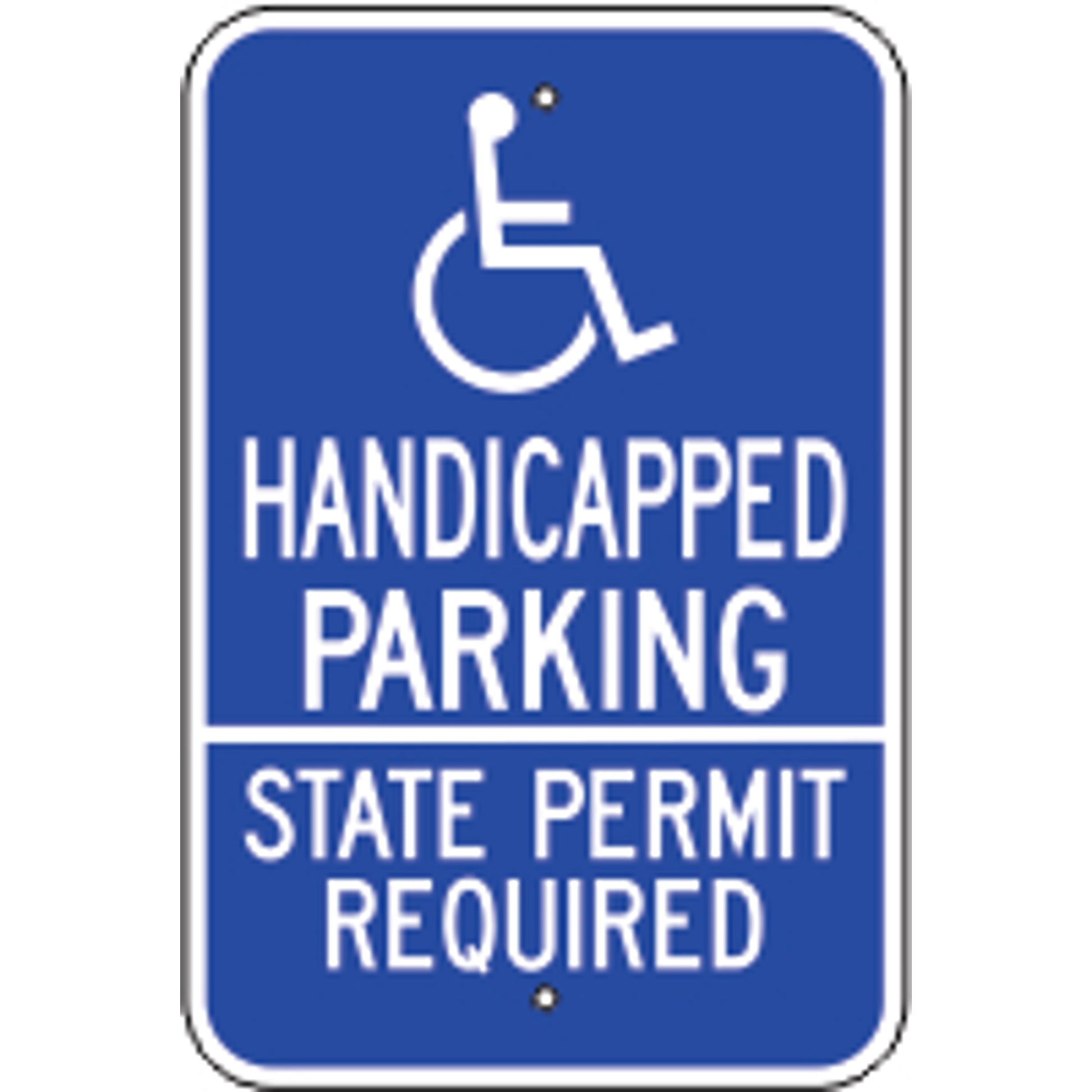 PICTO HANDICAPPED PARKING STATE PERMIT REQUIRED - HANDICAPPED PARKING SIGN - PICTO HANDICAPPED PARKING STATE PERMIT REQUIRED - HANDICAPPED PARKING SIGN, 18X12, Aluminum (.080) EGP Reflective