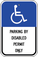 PICTO PARKING BY DISABLED PERMIT ONLY - HANDICAPPED PARKING SIGN