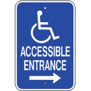 PICTO ACCESSIBLE ENTRANCE RIGHT ARROW - HANDICAPPED PARKING SIGN - PICTO ACCESSIBLE ENTRANCE RIGHT ARROW - HANDICAPPED PARKING SIGN, 18X12, Aluminum (.080) EGP Reflective
