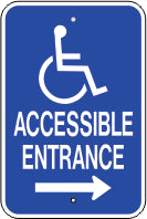 PICTO ACCESSIBLE ENTRANCE RIGHT ARROW - HANDICAPPED PARKING SIGN