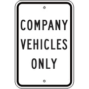 COMPANY VEHICLES ONLY - PARKING CONTROL SIGN - COMPANY VEHICLES ONLY - PARKING CONTROL SIGN, 18X12, Aluminum (.080) EGP Reflective