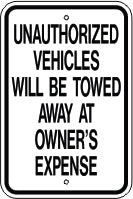 UNAUTHORIZED VEHICLES WILL BE TOWED AWAY AT OWNER’S EXPENSE