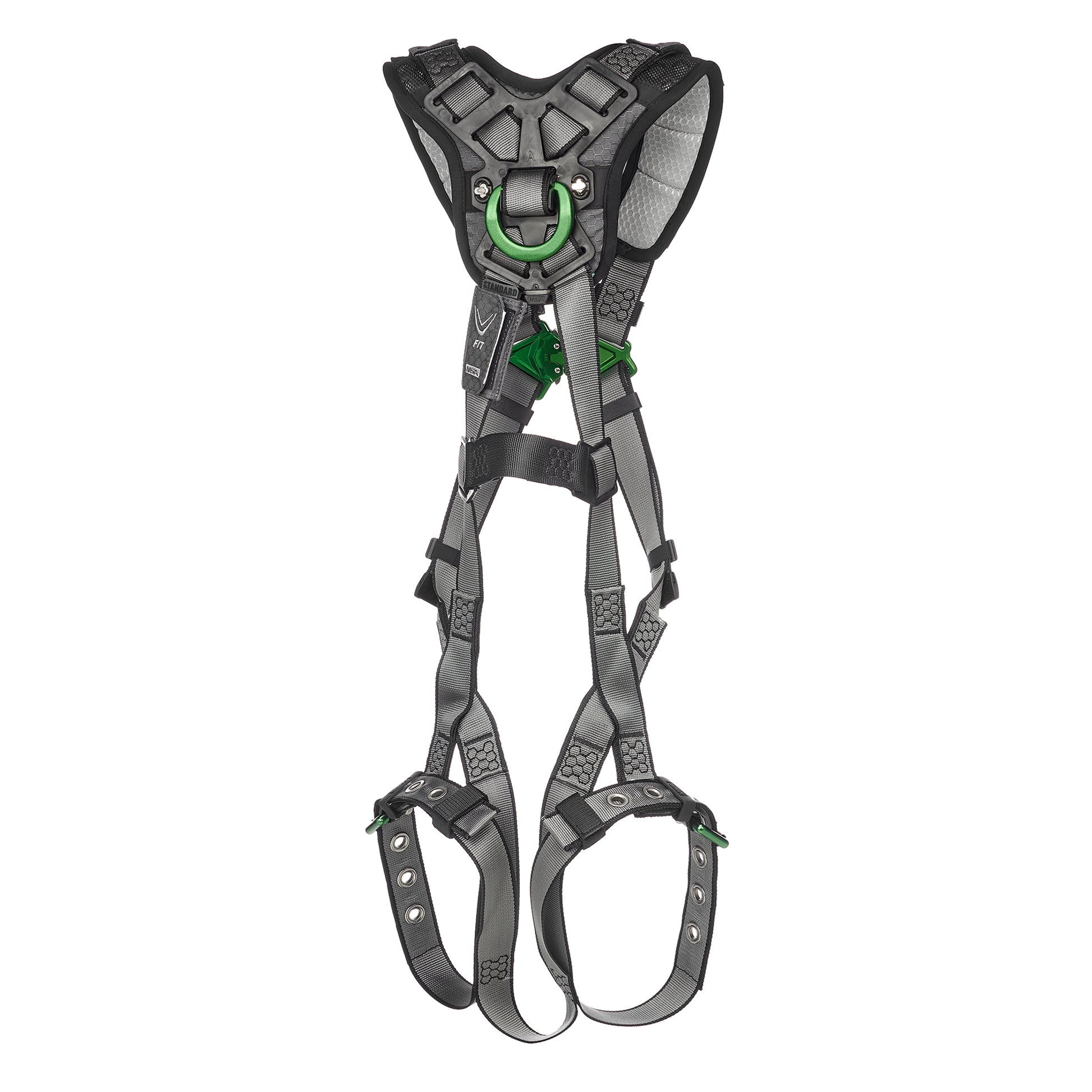 MSA V-FIT Harness w/Back & Shoulder D-Rings - Tongue Buckle Leg Straps - Shoulder Padding - Extra Small - 10194936