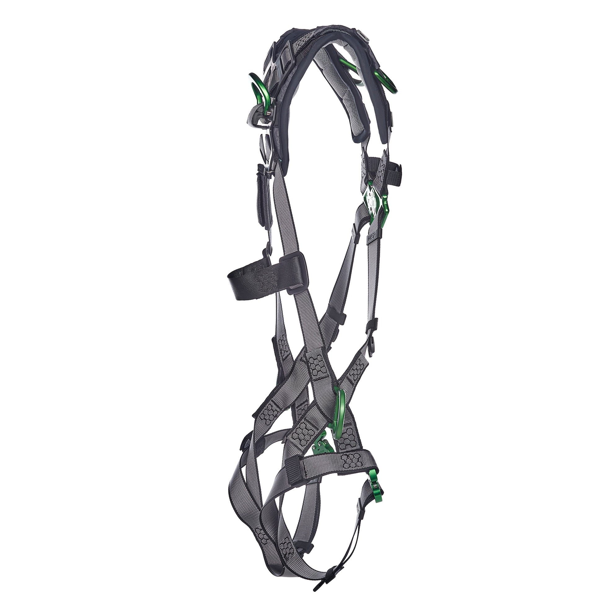 MSA V-FIT Harness w/Back, Side and Shoulder D-Rings - Quick-Connect Leg Straps - Shoulder Padding - Extra Large - 10194886