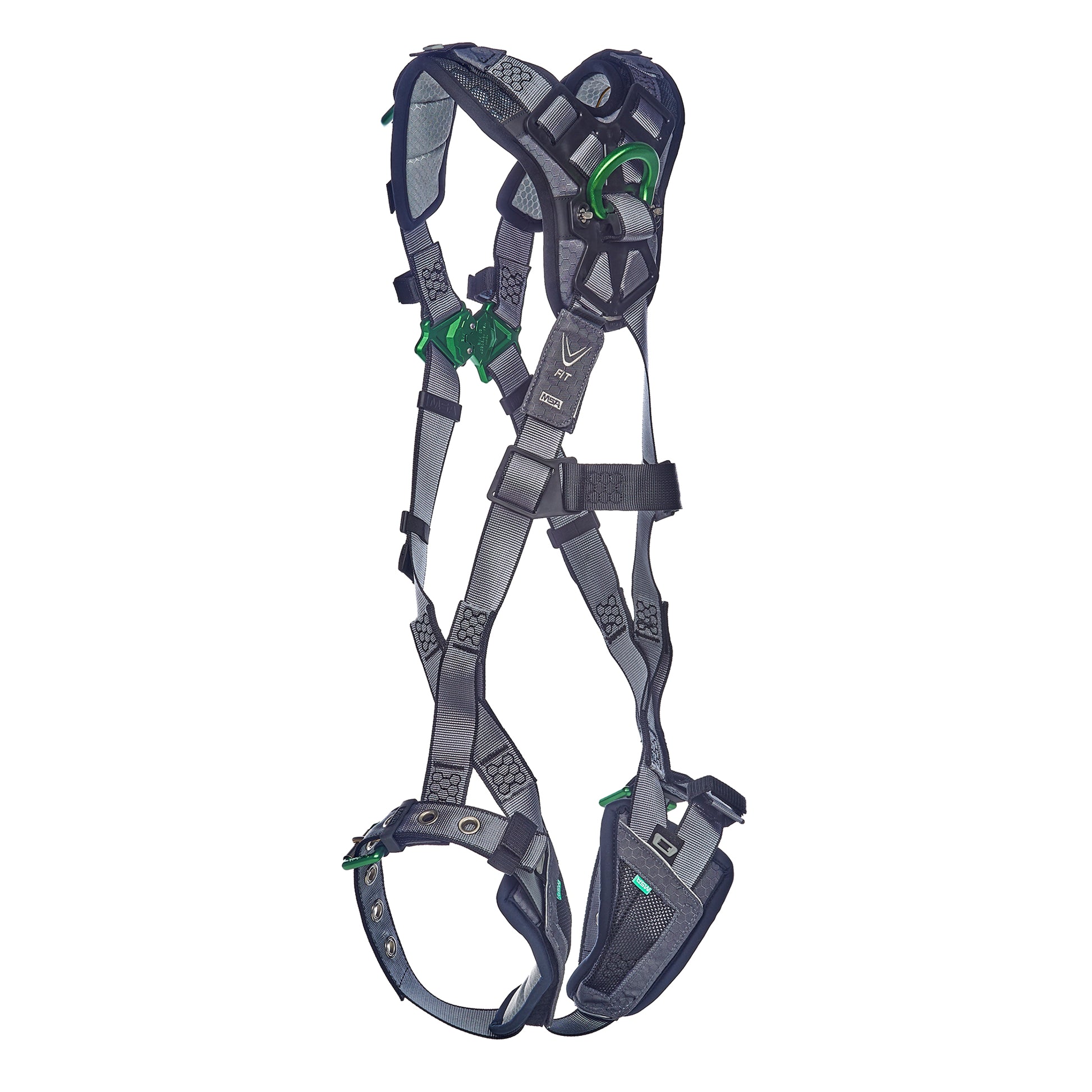 MSA V-FIT Harness w/Back & Shoulder D-Rings - Tongue Buckle Leg Straps - Shoulder & Leg Padding - Super Extra Large - 10195030