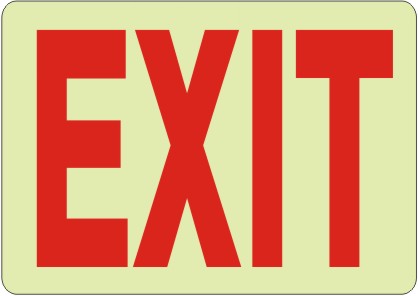 EXIT SIGN GLOW - EXIT SIGN GLOW, 10X14, Glow Self-Adhesive