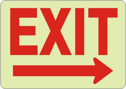 EXIT RIGHT ARROW GLOW - EXIT RIGHT ARROW GLOW, 10X14, Plastic Glow