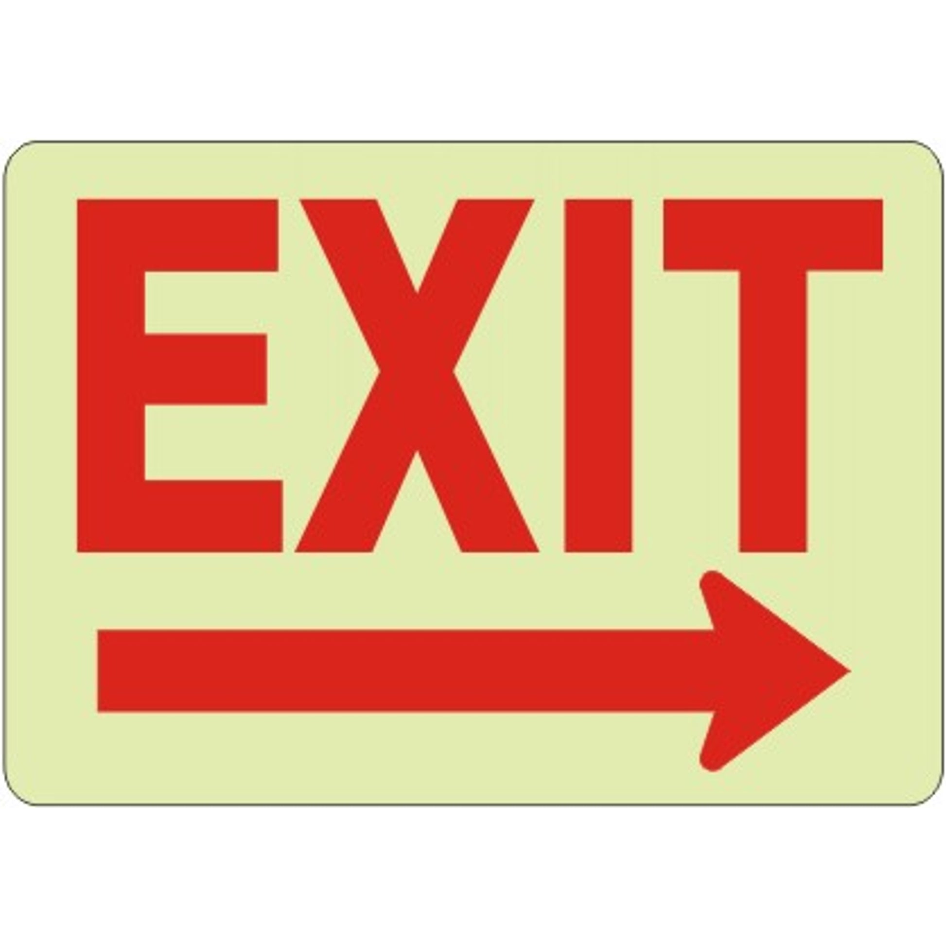 GLOW EXIT RIGHT ARROW SIGN - GLOW EXIT RIGHT ARROW SIGN, 10X14, Aluminum Glow