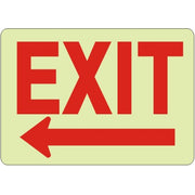 GLOW EXIT LEFT ARROW SIGN - GLOW EXIT LEFT ARROW SIGN, 10X14, Aluminum Glow