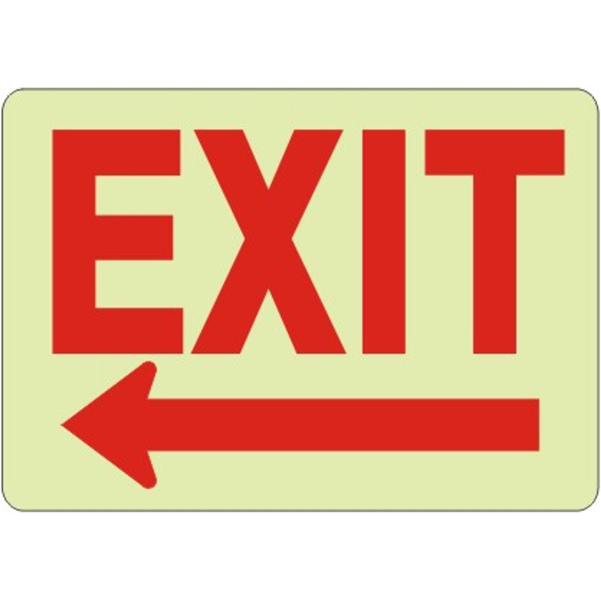 GLOW EXIT LEFT ARROW SIGN - GLOW EXIT LEFT ARROW SIGN, 10X14, Aluminum Glow