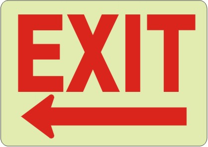 EXIT LEFT ARROW GLOW - EXIT LEFT ARROW GLOW, 10X14, Plastic Glow