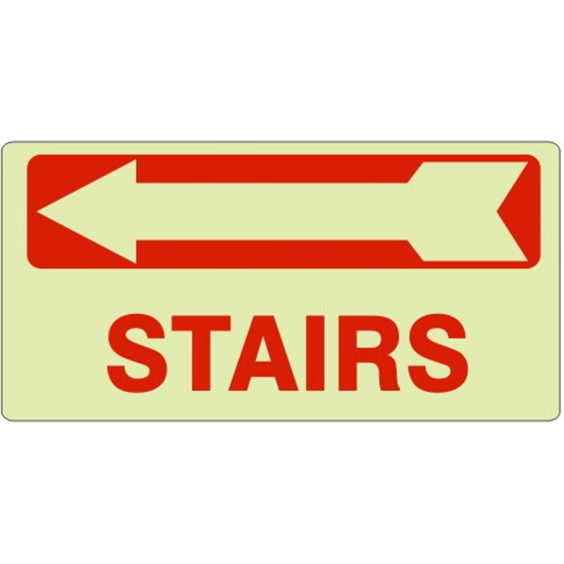 GLOW STAIRS SIGN LEFT ARROW BLOCK - GLOW STAIRS SIGN LEFT ARROW BLOCK, 6.5X14, Aluminum Glow