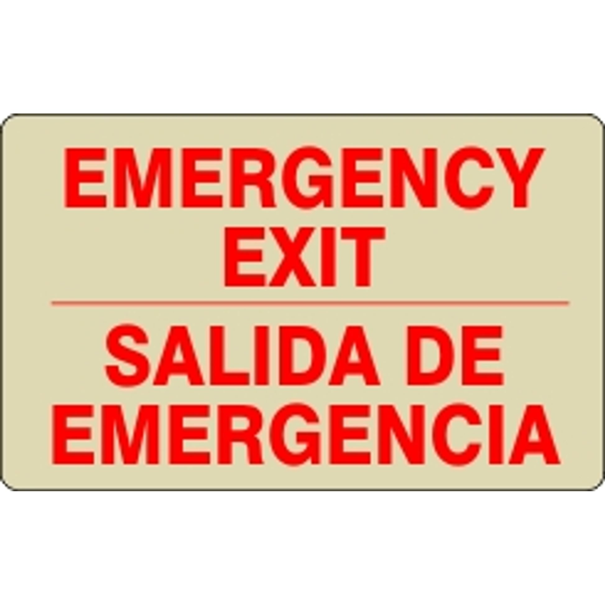 EMERGENCY EXIT SALIDA DE EMERGENCIA - EMERGENCY EXIT SALIDA DE EMERGENCIA, 7X10, Aluminum Glow