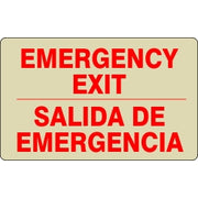 EMERGENCY EXIT SALIDA DE EMERGENCIA SIGN - EMERGENCY EXIT SALIDA DE EMERGENCIA SIGN, 10X14, Glow Self-Adhesive