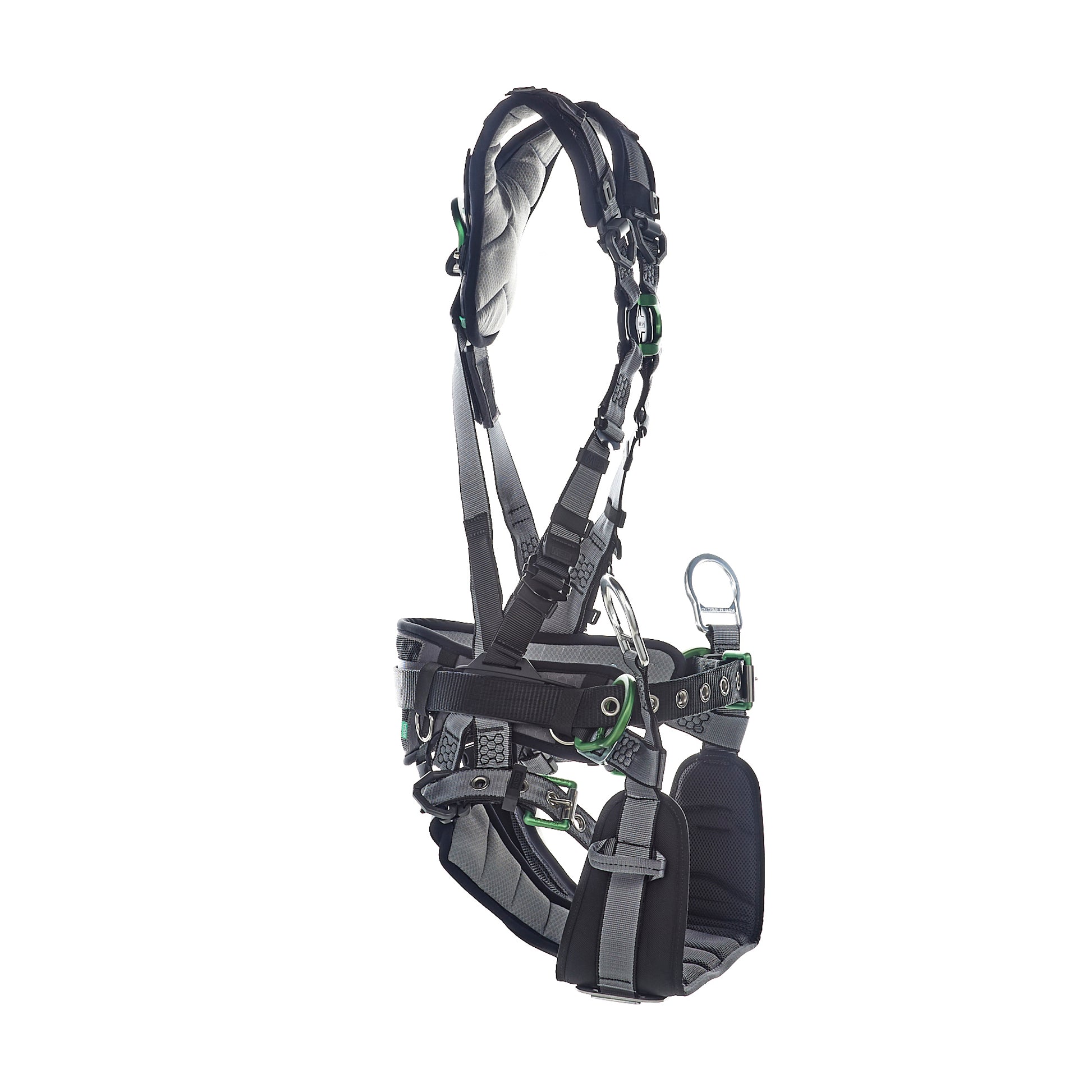 MSA V-FIT Tower Harness w/Back, Front & Side D-Rings - Tongue Buckle Leg and Belt Straps - Shoulder & Leg Padding - Standard - 10218042