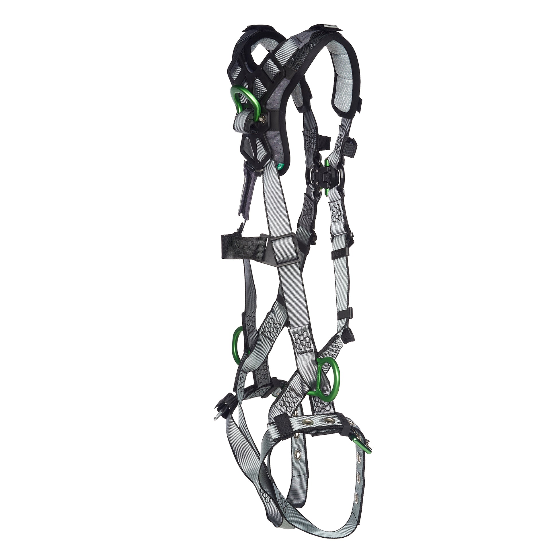MSA V-FIT Harness w/Back, Front & Side D-Rings - Tongue Buckle Leg Straps - Shoulder Padding - Extra Small - 10194896