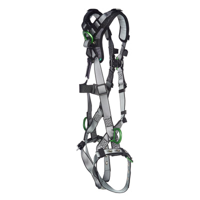 MSA V-FIT Harness w/Back, Front & Side D-Rings - Tongue Buckle Leg Straps - Shoulder Padding - Extra Small - 10194896