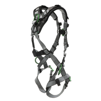 MSA V-FIT Harness w/Back, Front & Side D-Rings - Quick-Connect Leg Straps - Shoulder Padding - Extra Large - 10194865
