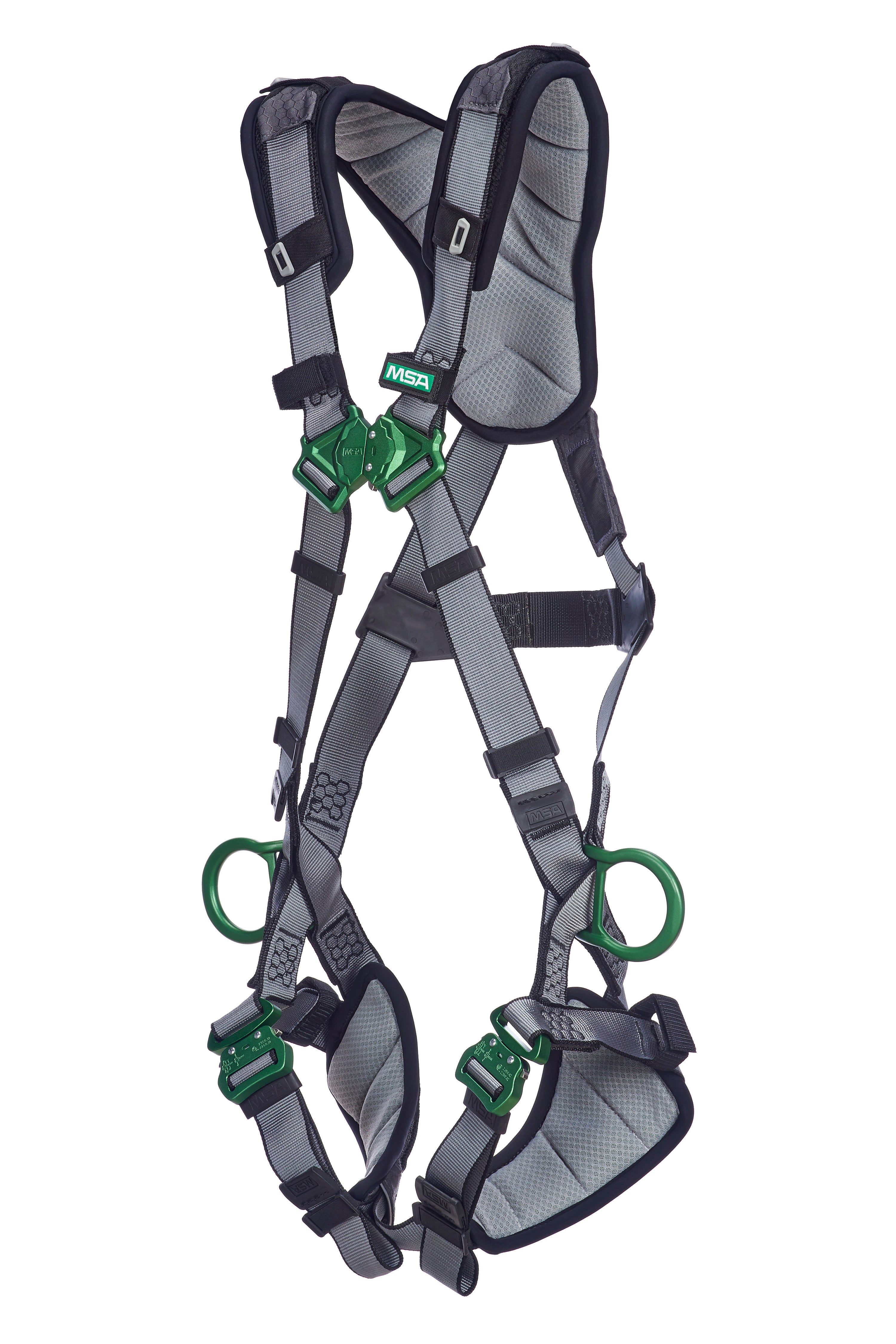 MSA V-FIT Harness w/Back & Side D-Rings - Quick-Connect Leg Straps - Shoulder & Leg Padding - Extra Large - 10194962