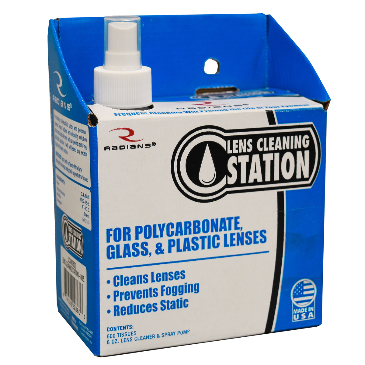 Radians Small Lens Cleaning Station with 8 oz Solution & 600 Tissues - LCS080600 - Each
