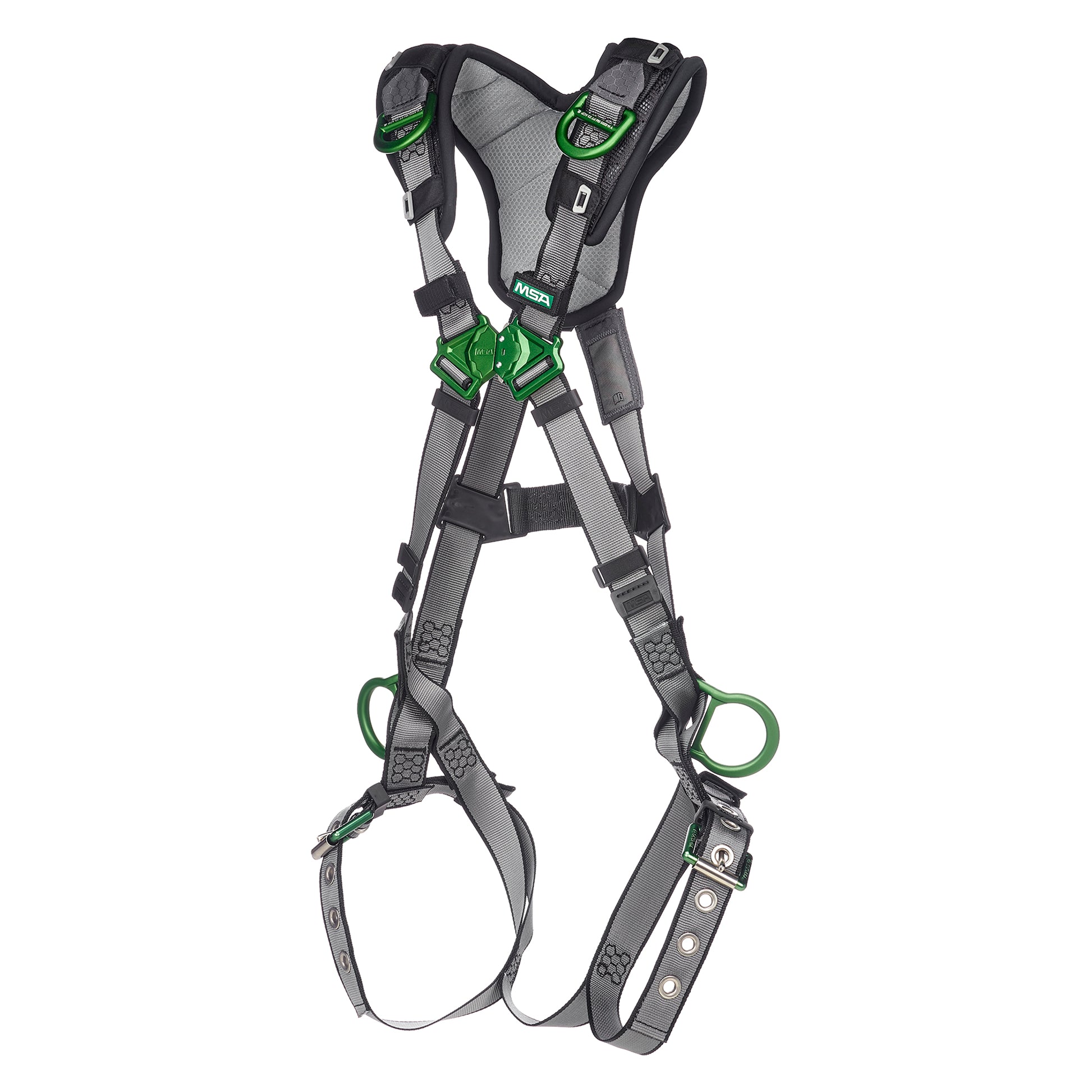 MSA V-FIT Harness w/Back, Side and Shoulder D-Rings - Tongue Buckle Leg Straps - Shoulder Padding - Standard - 10194941