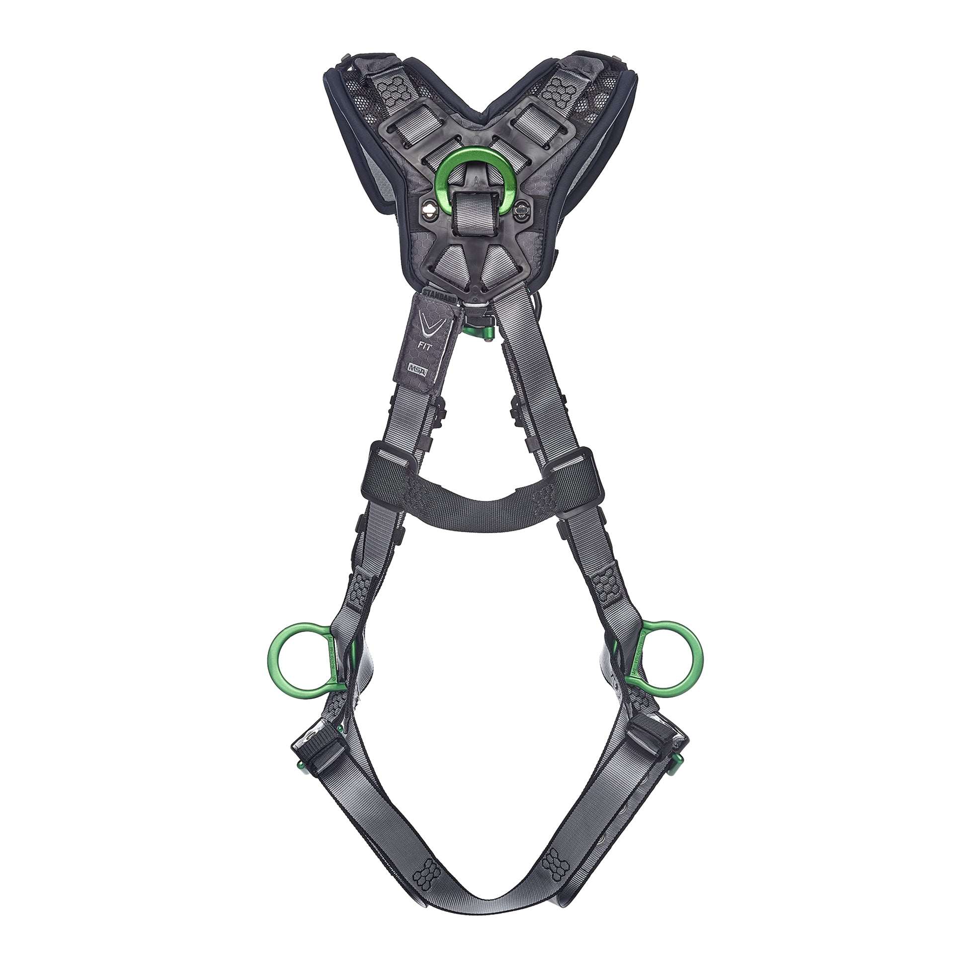 MSA V-FIT Harness w/Back, Front, Side & Shoulder D-Rings - Tongue Buckle Leg Straps - Shoulder Padding - Standard - 10194905