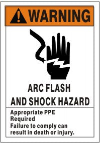 WARNING PICTO ARC FLASH AND SHOCK HAZARD APPROPRIATE PPE REQUIRED