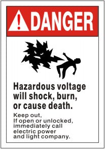 DANGER PICTO HAZARDOUS VOLTAGE WILL SHOCK BURN OR CAUSE DEATH