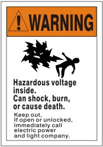 WARNING PICTO HAZARDOUS VOLTAGE INSIDE. CAN SHOCK BURN OR CAUSE