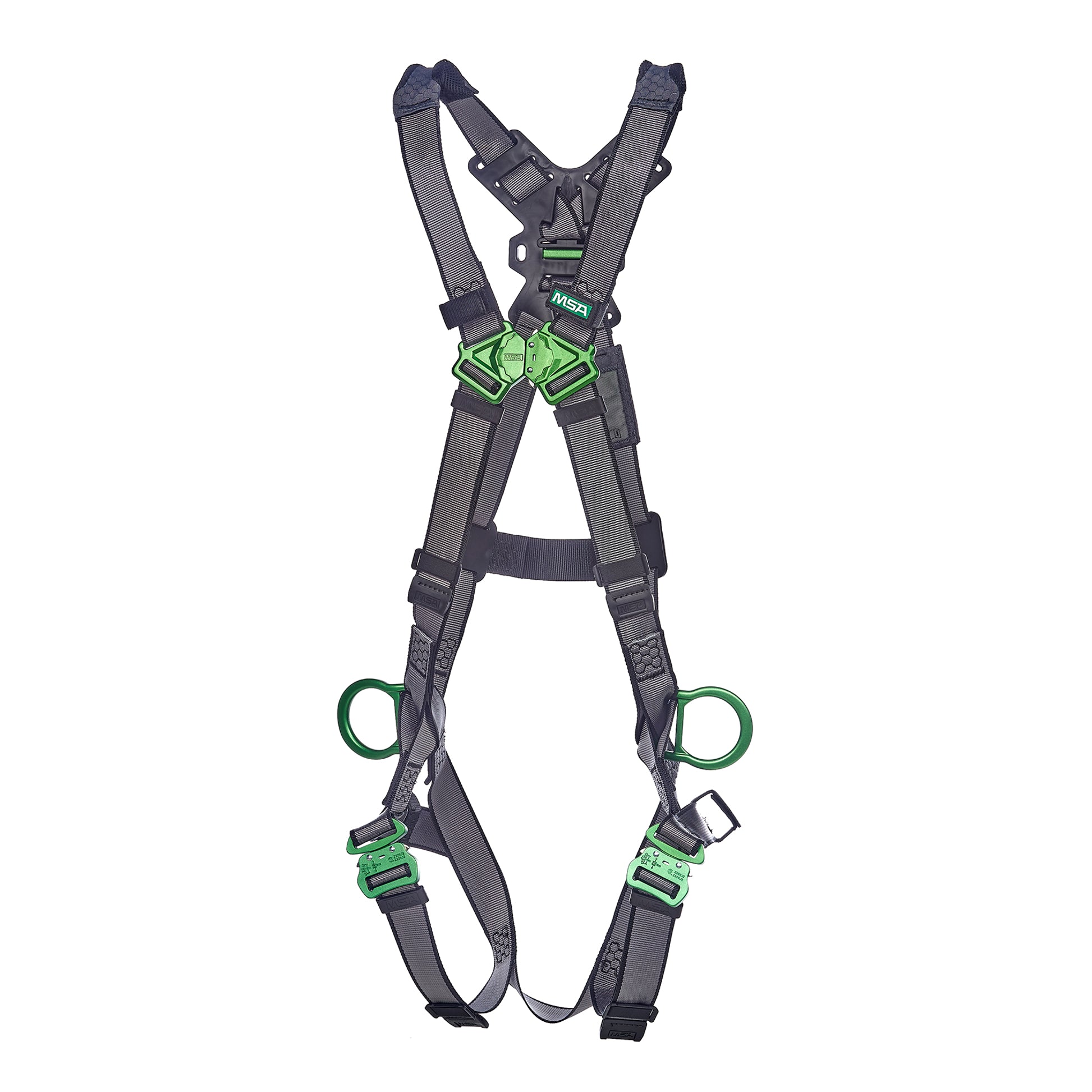 MSA V-FIT Harness w/Back & Side D-Rings - Quick-Connect Leg Straps - Super Extra Large - 10195067