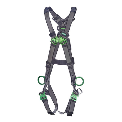 MSA V-FIT Harness w/Back & Side D-Rings - Quick-Connect Leg Straps - Super Extra Large - 10195067