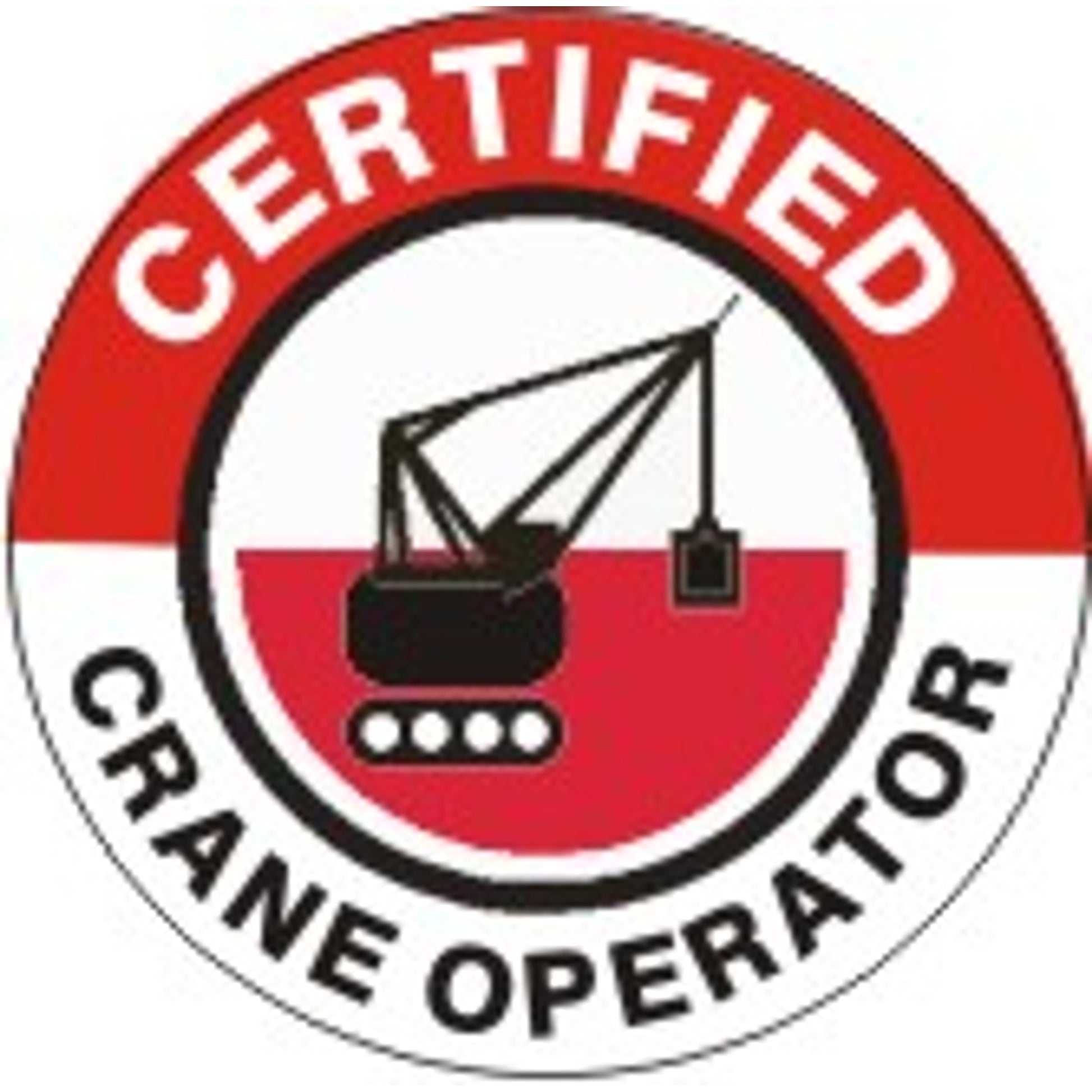 CERTIFIED CRANE OPERATOR WITH  CRANE PICTO  - HELMET / HARD HAT MARKERS - CERTIFIED CRANE OPERATOR WITH  CRANE PICTO  - HELMET / HARD HAT MARKERS, 2x2, Reflective Adhesive Vinyl