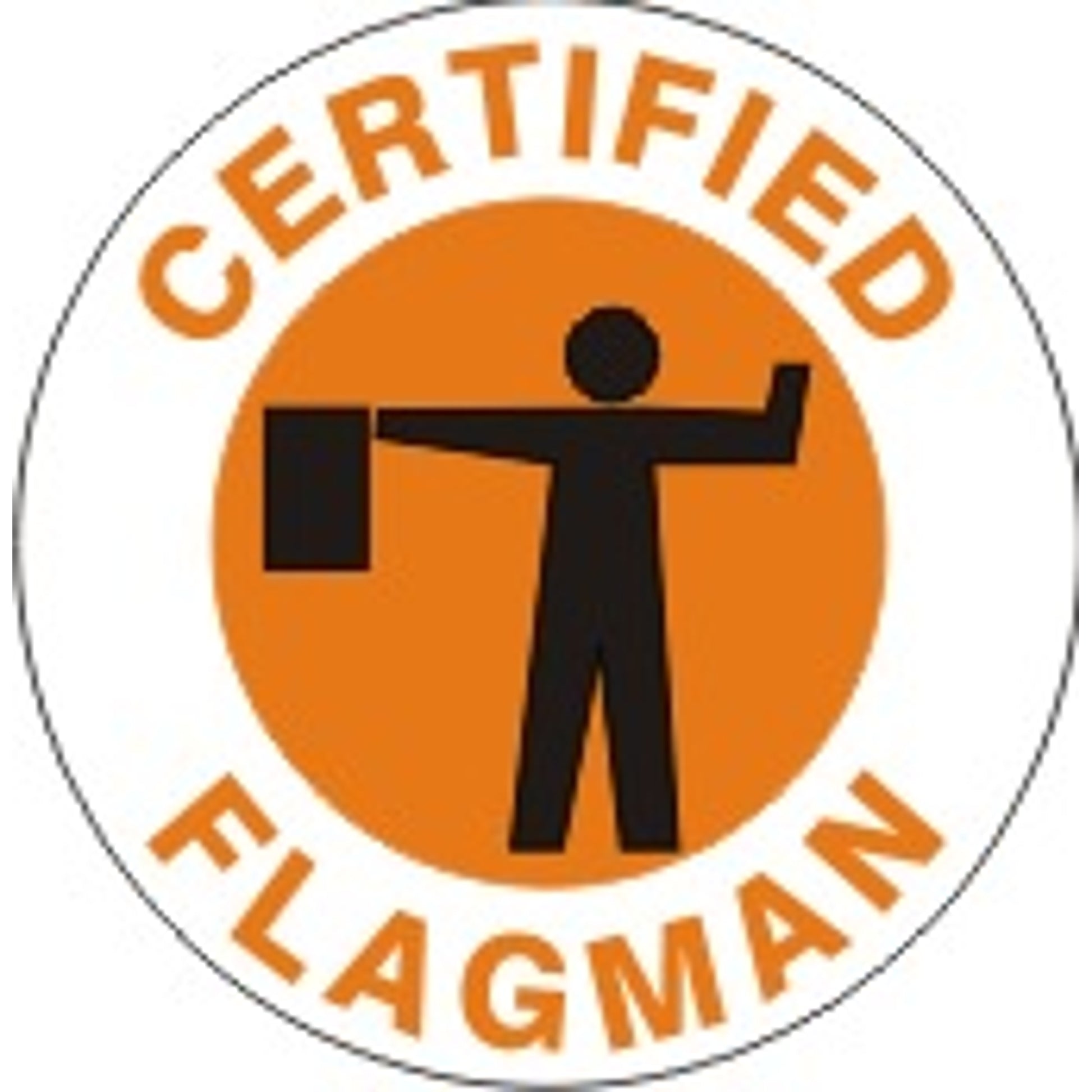 CERTIFIED FLAGMAN WITH  PICTO  - HELMET / HARD HAT MARKERS - CERTIFIED FLAGMAN WITH  PICTO  - HELMET / HARD HAT MARKERS, 2x2, Adhesive Vinyl