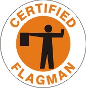 CERTIFIED FLAGMAN WITH PICTO - HELMET / HARD HAT MARKERS