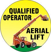 QUALIFIED OPERATOR AERIAL LIFT WITH COLOR LIFT TRUCK - HELMET / HARD HAT MARKERS