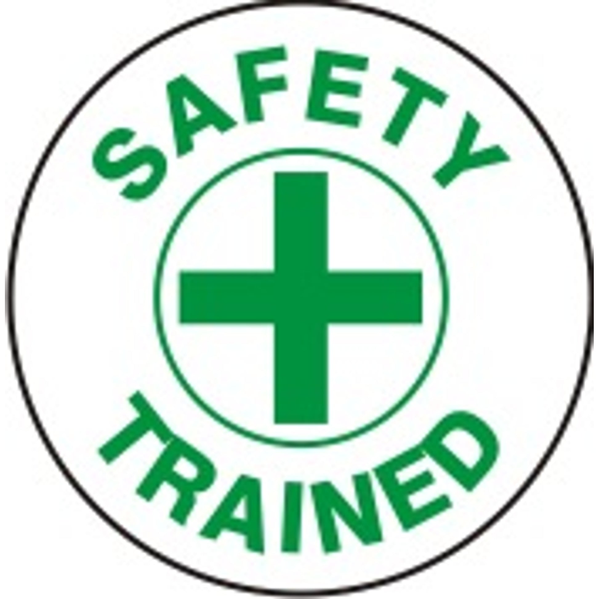 SAFETY TRAINED WITH PICTO OF CROSS IN A CIRCLE - HELMET / HARD HAT MARKERS - SAFETY TRAINED WITH PICTO OF CROSS IN A CIRCLE - HELMET / HARD HAT MARKERS, 2x2, Reflective Adhesive Vinyl