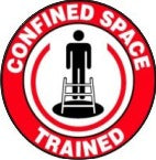 CONFINED SPACE TRAINED PICTO SILHOUETTE OF MAN ABOVE HOLE WITH - HELMET / HARD HAT MARKERS