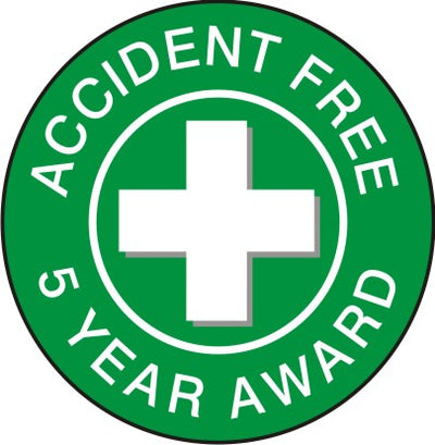 ACCIDENT FREE 5 YEAR AWARD PICTO - HELMET / HARD HAT MARKERS