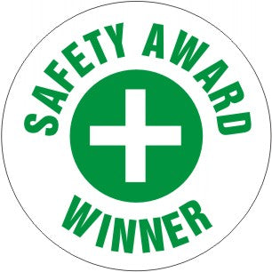SAFETY AWARD WINNER WITH WHT/GRN CROSS IN CIRCLE 25 - HELMET / HARD HAT MARKERS