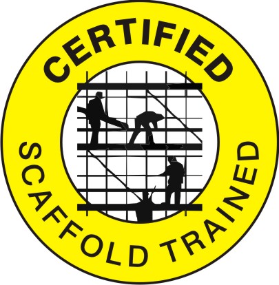 CERTIFIED SCAFFOLD TRAINED PICTO - HELMET / HARD HAT MARKERS - CERTIFIED SCAFFOLD TRAINED PICTO - HELMET / HARD HAT MARKERS, 2x2, Reflective Adhesive Vinyl